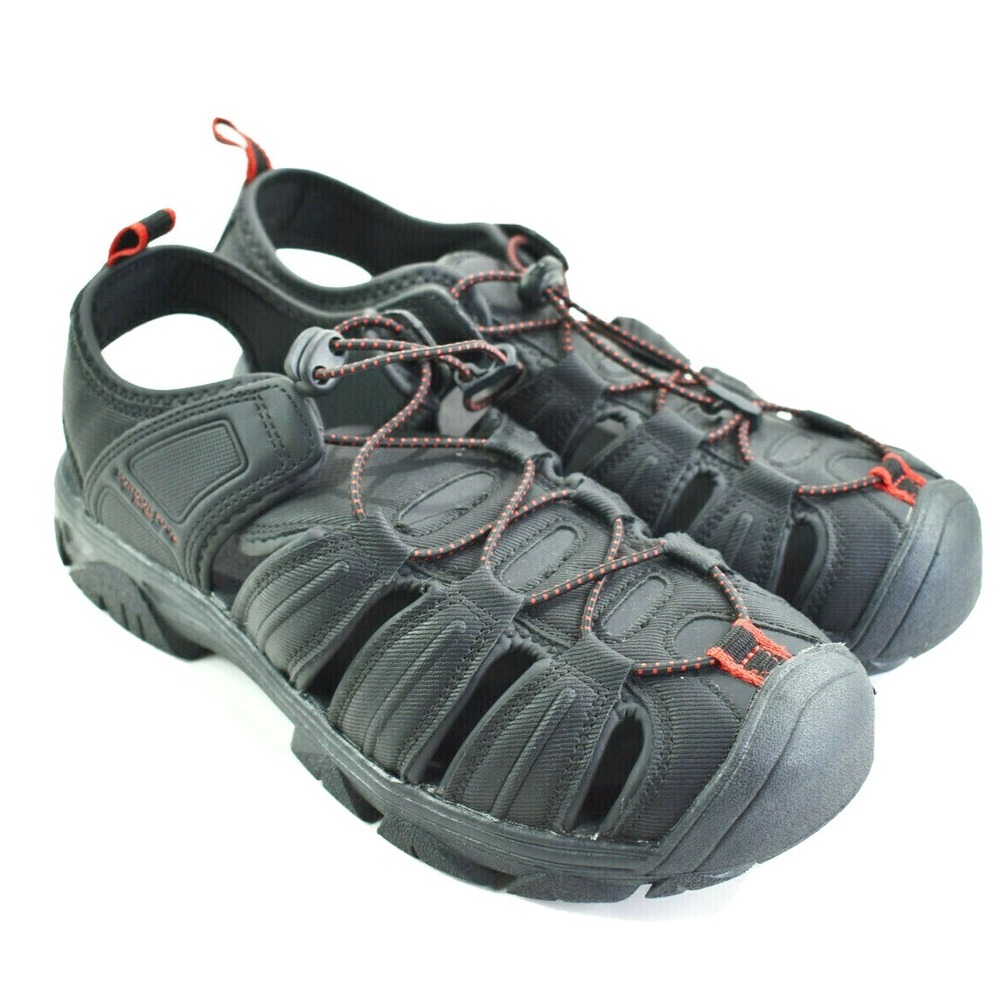 London Fog Dover Mens Black Red Fisherman Sport Sandals Size 11‎ M New